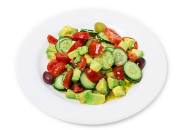 Zeytinli taze avokado salatası.