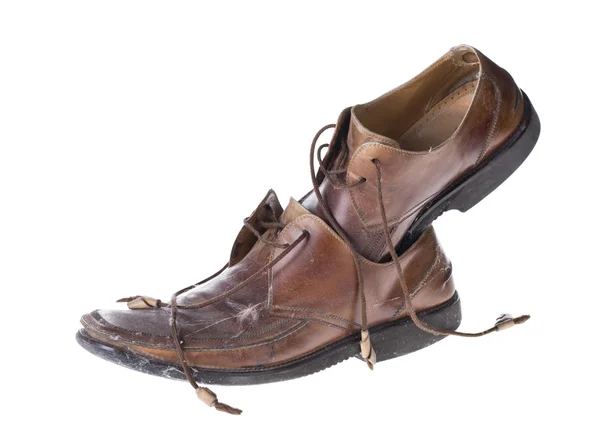 Oude bruine schoenen. — Stockfoto