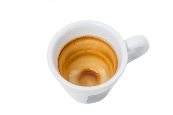 Taza de café espresso vacía y sucia . — Foto de Stock