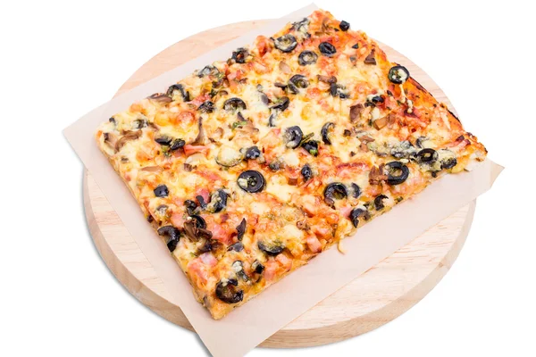 Deliciosa pizza americana na travessa . — Fotografia de Stock