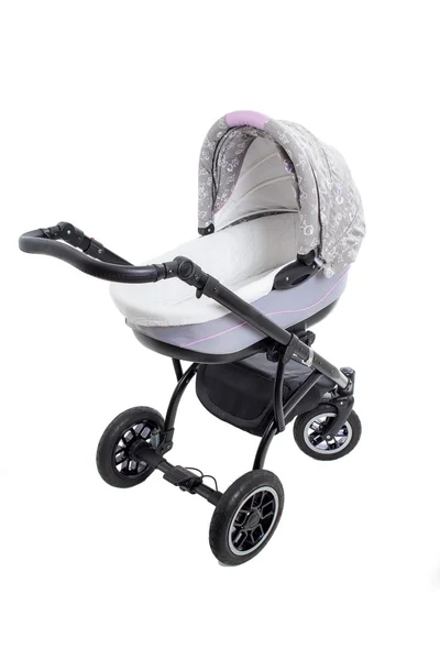 Novo pram moderno cinza — Fotografia de Stock