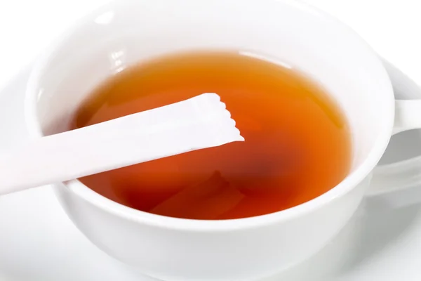 Cup 茶和糖棒 — 图库照片