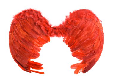 Kırmızı yapay Melek kanatları.