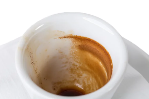 Primer plano de la taza de café expreso después del café . — Foto de Stock