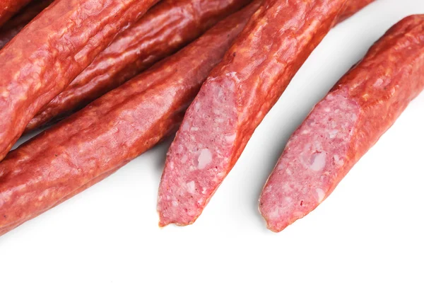 Tasty smoked beef sausages. — Stock Photo, Image