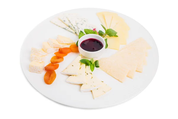Delicious italian cheeses platter. — Stock Photo, Image