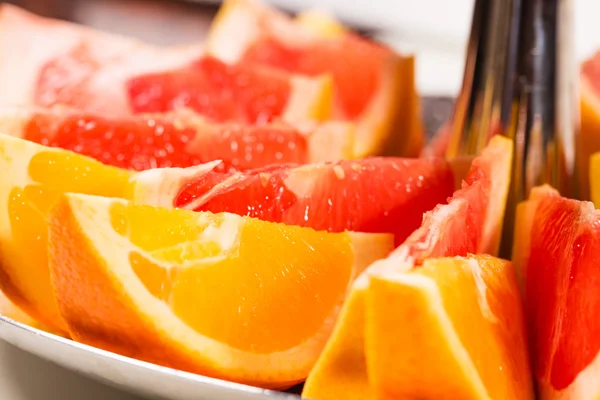 Closeup of sliced sicilian oranges. — Stock Photo, Image