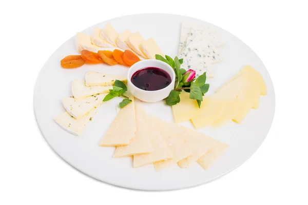 Delicious italian cheeses platter. — Stock Photo, Image