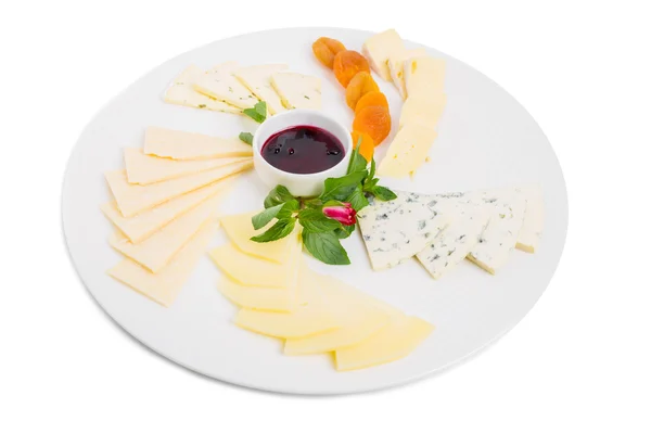 Delicious italian cheeses platter. — Stock Photo, Image