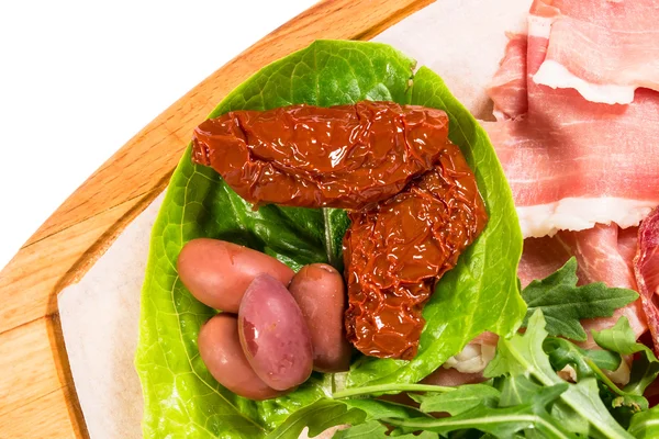 Traditional tuscan antipasto platter closeup. — Stock Photo, Image