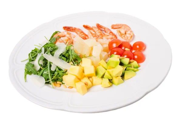 Jumbo shrimp salad with avocado and mango. — Stock Photo, Image