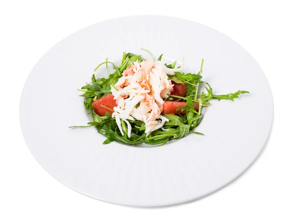 Schneekrebssalat mit Pomelo und Rucola. — Stockfoto