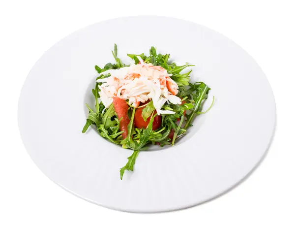 Salată de crabi de zăpadă cu pomelo și arugula . — Fotografie, imagine de stoc