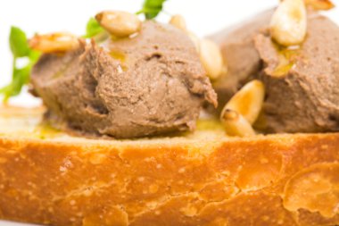 Tavuk karaciğer pate lezzetli bruschetta.