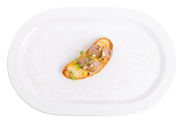 Deliciosa bruschetta con paté de hígado de pollo . — Foto de Stock