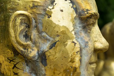 Bitmemiş bronz kafa closeup.