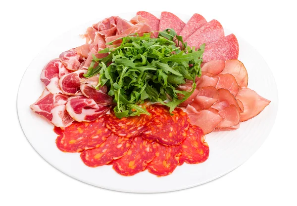 Delicioso plato de carne con rúcula . —  Fotos de Stock