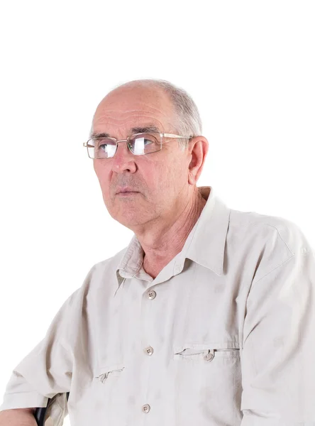 Old shaved man in glasses. — Stock Photo, Image