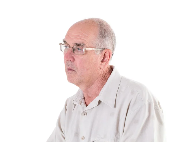 Viejo hombre afeitado en gafas . — Foto de Stock