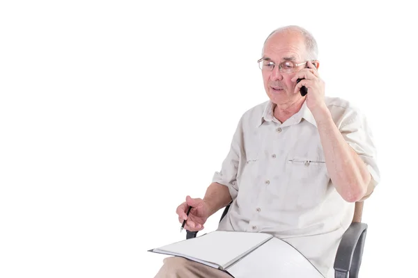 Viejo hablando por teléfono. . — Foto de Stock