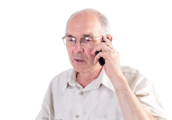 Alter Mann telefoniert. — Stockfoto