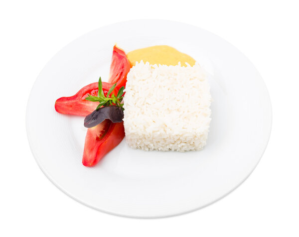 Delicious basmati rice with herbs and tomatoes.