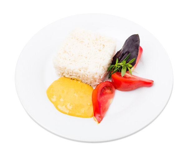 Delicious basmati rice with herbs and tomatoes.