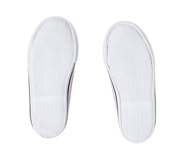 Beyaz bez Ayakkabı Kırmızı şeridi ile.