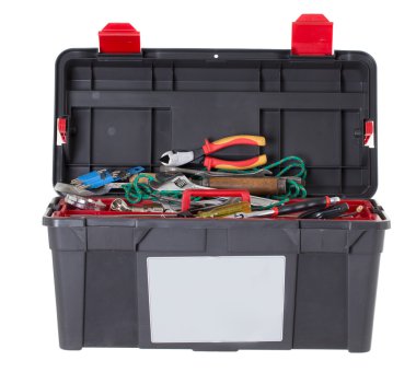 siyah araç gereç ile.