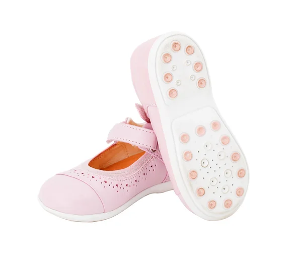 Pink leather baby shoes. — Stock Photo, Image