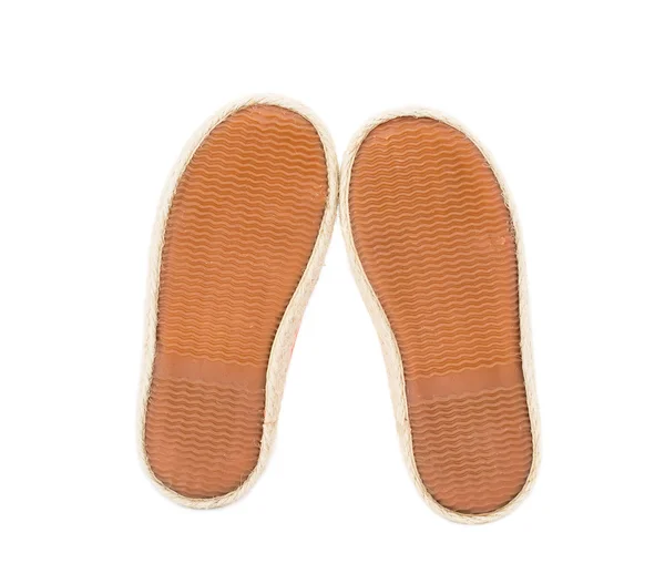 Baby girl orange fabric sneakers. — Stock Photo, Image