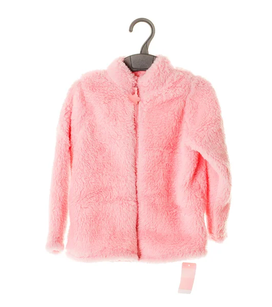 Pink faux fur jacket for girls. — Stock Photo, Image