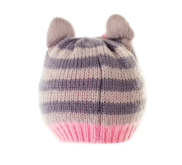 Knitted cat ear cap. — Stock Photo, Image