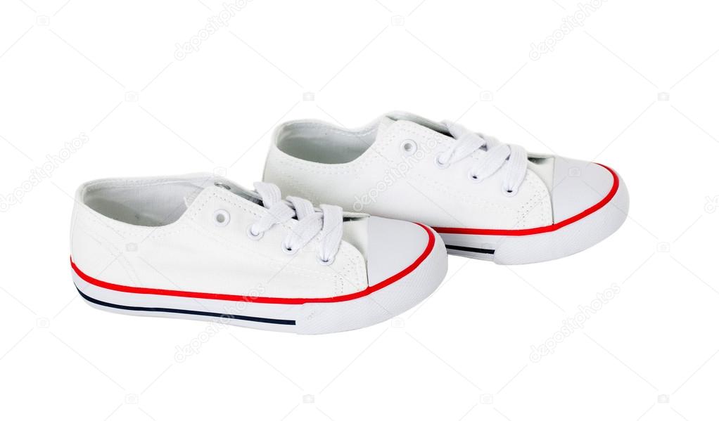 red and white canvas shoes