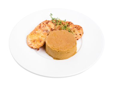 Kaz karaciğer ezme ve peynirli çörekler.