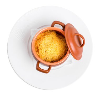 Pişmiş Delicious inek beyni ve testis.