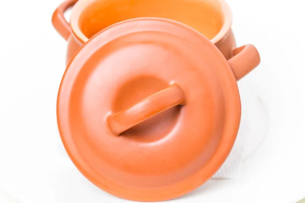 Close-up van Oranje klei pot. — Stockfoto