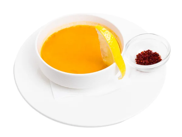Φακές σούπα κρέμα με λεμόνι και πάπρικα. — Φωτογραφία Αρχείου