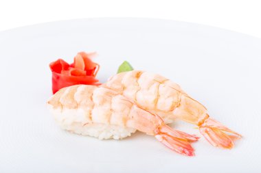 Geleneksel Japon karides nigiri suşi.