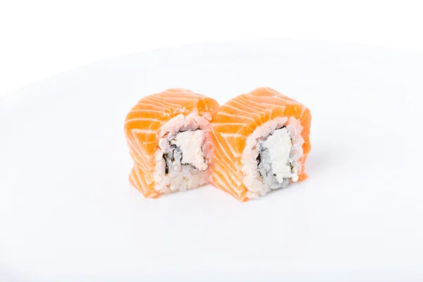 Delicious salmon sushi roll with mayonnaise. — Stock Photo, Image