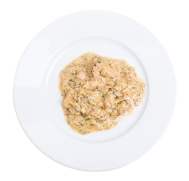 Mantar soslu kızarmış tavuk fileto.