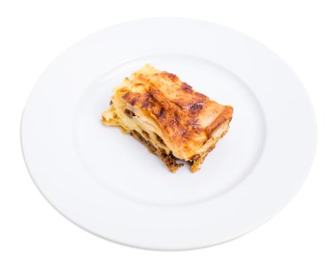 Domuz eti forcemeat ile pişmiş pasta.