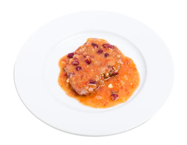 Stewed pork fillet with red beans. — Stock Photo, Image