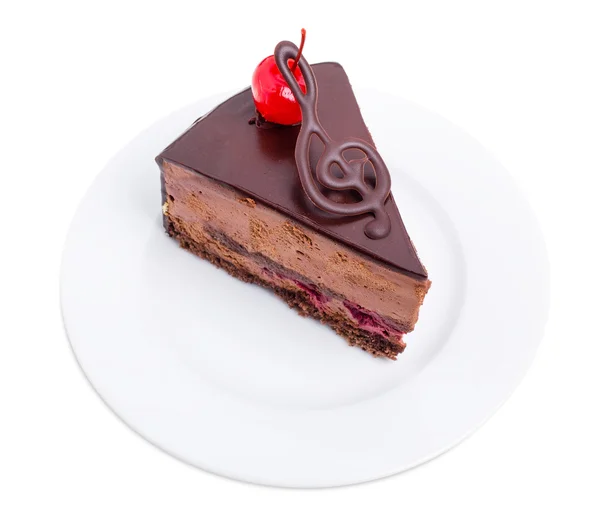 Delicioso pastel de chocolate con cóctel de cereza . —  Fotos de Stock