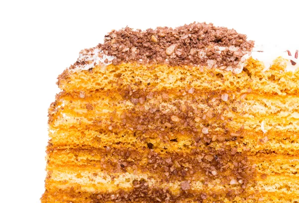 Delicious cake with grated chocolate and walnuts. — Stock Photo, Image