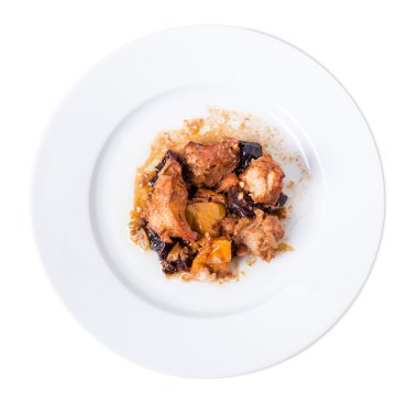 Kurutulmuş Erik soslu domuz eti pişmiş geleneksel.