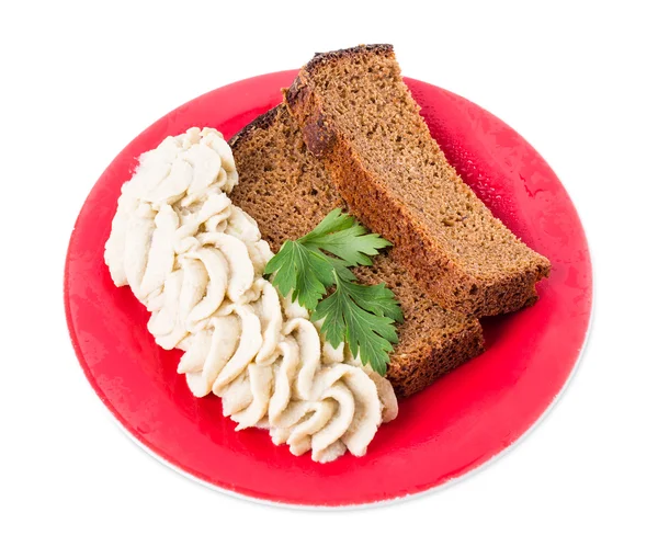 Çavdar ekmeği kıyılmış domuz yağı ile.