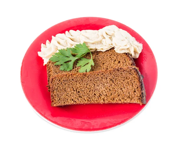 Pão de centeio com gordura de porco picada . — Fotografia de Stock