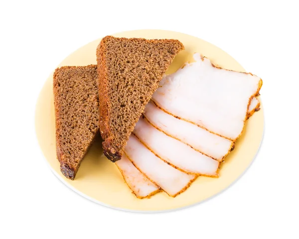 豚ラード脂肪とライ麦パンをスライス. — ストック写真
