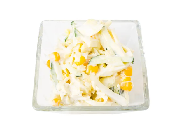 Corn salad with cucumbers and eggs. — Stock Photo, Image